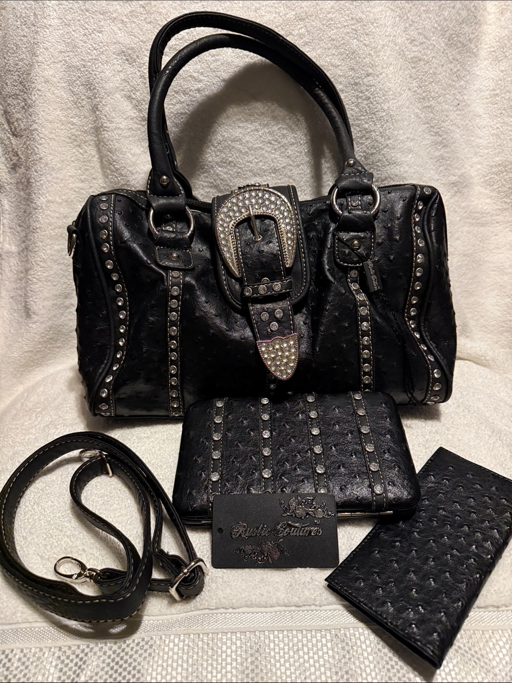 Rustic Coutures NWT Studded Shoulder Satchel with Wallet Set